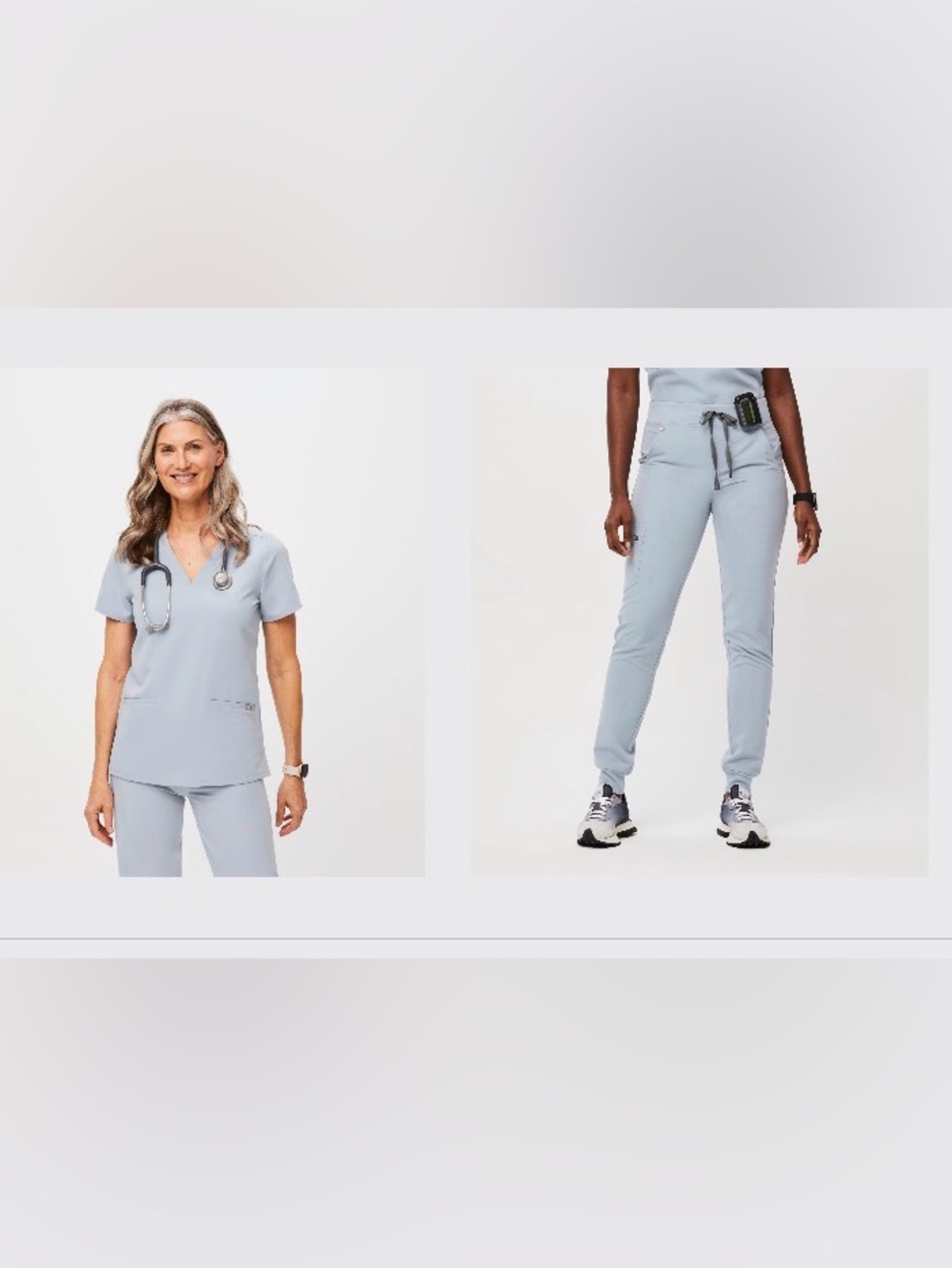 FIGS Women's Dusty Blue Scrub Top & Jogger Pants